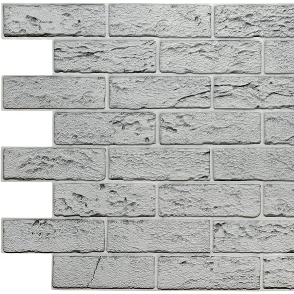 Dundee Deco 3d Falkirk Retro Ii 39 In X 23 Grey Faux Bricks Pvc Wall Panel 5 Pack Gr Hd Tp10020081 - Gray Brick Wall Panel