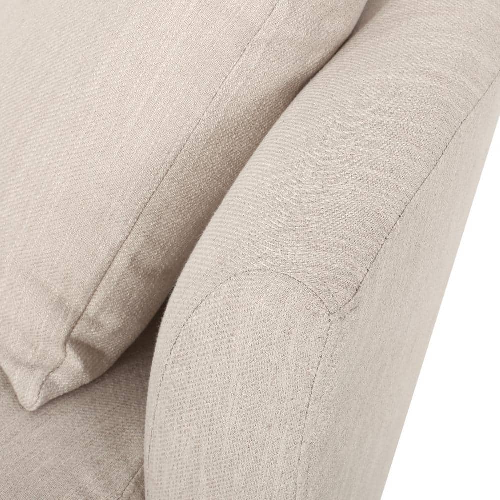 Beige Swivel Barrel Club Chair with Metal Base