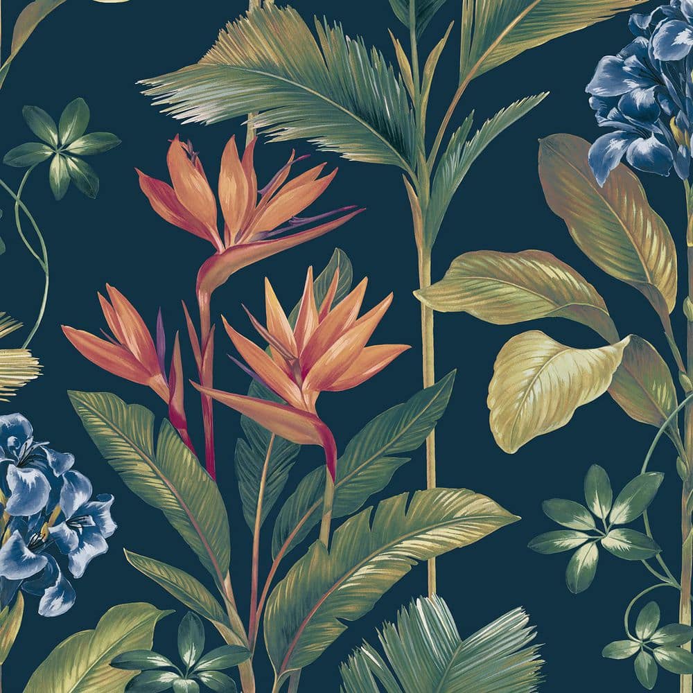 Oliana Navy Blue Floral Wallpaper BG8487 - The Home Depot