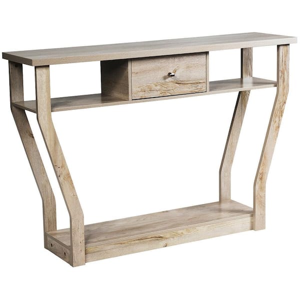 Costway Modern 47 in. Gray Wash Standard Specialty Wood Console Table with Drawer HW60291GR