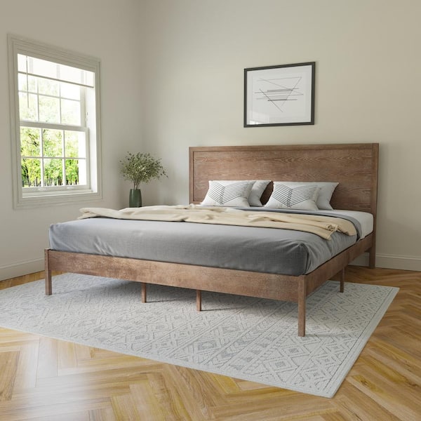 Light wood king store platform bed