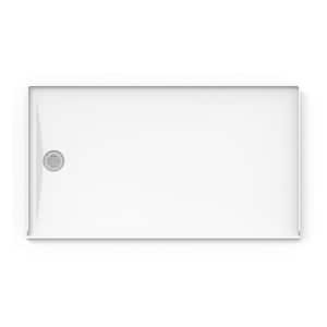 Catalina 60 in. L x 34 in. W Alcove Shower Pan Base with Left Drain in White