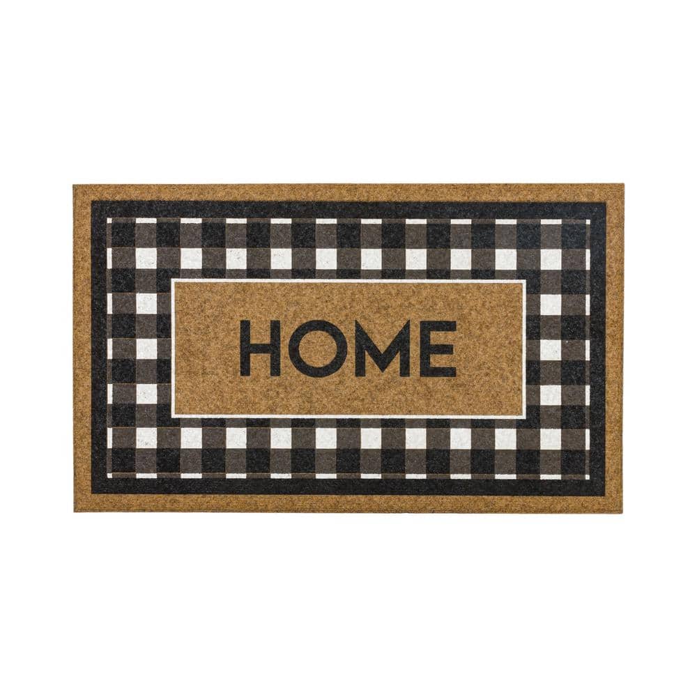 Fall Welcome Home Black and White Faux Coir Outdoor Doormat