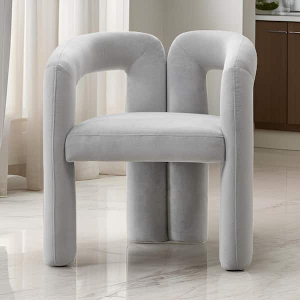Benjara Gray Fabric Side Chair with Wood Iron Frame (Set of 2)