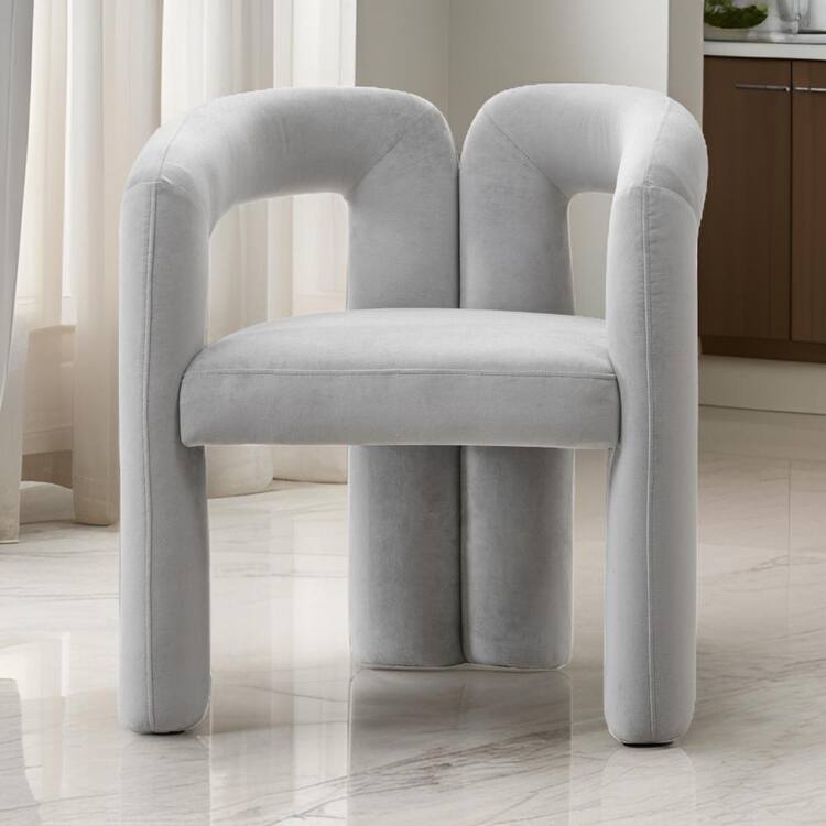 Benjara Gray Fabric Side Chair with Wood Iron Frame (Set of 2)