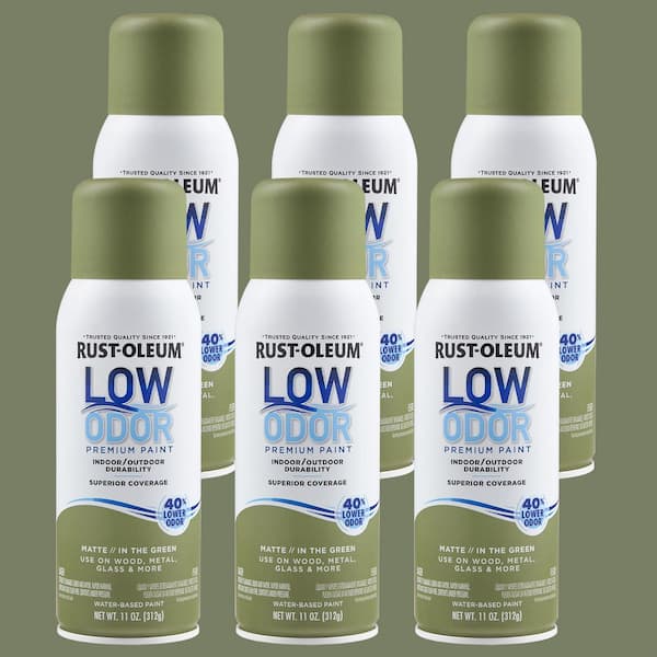 Rust-Oleum Low Odor 11 oz. Matte In The Green Low Odor Water-Based Spray (Case of 6)