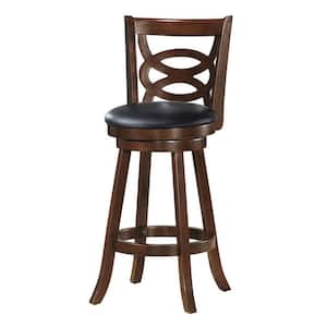 38'' Espresso Upholstered Swivel Dining Chair Bar Stool with Cushion Seat