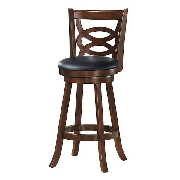 FORCLOVER 38'' Espresso Upholstered Swivel Dining Chair Bar Stool with Cushion Seat
