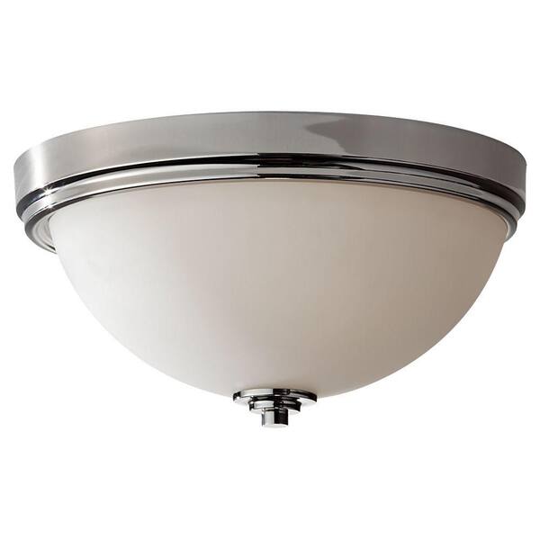 Generation Lighting Malibu 15.0625 in. W 3-Light Polished Nickel Contemporary Indoor Flush Mount Ceiling Light with Opal Etched Glass Shade