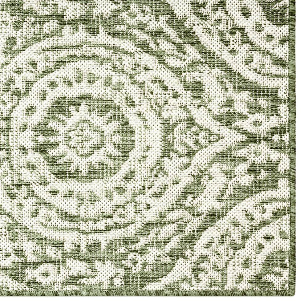Olive and Ivory Moroccan Damask Indoor/Outdoor Rug