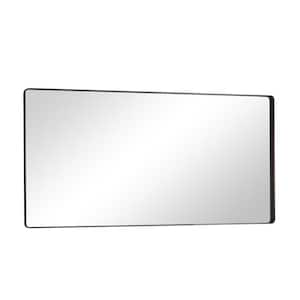 72 in. W x 36 in. H Modern Rectangular Black Aluminum Framed Wall Bathroom Vanity Mirror