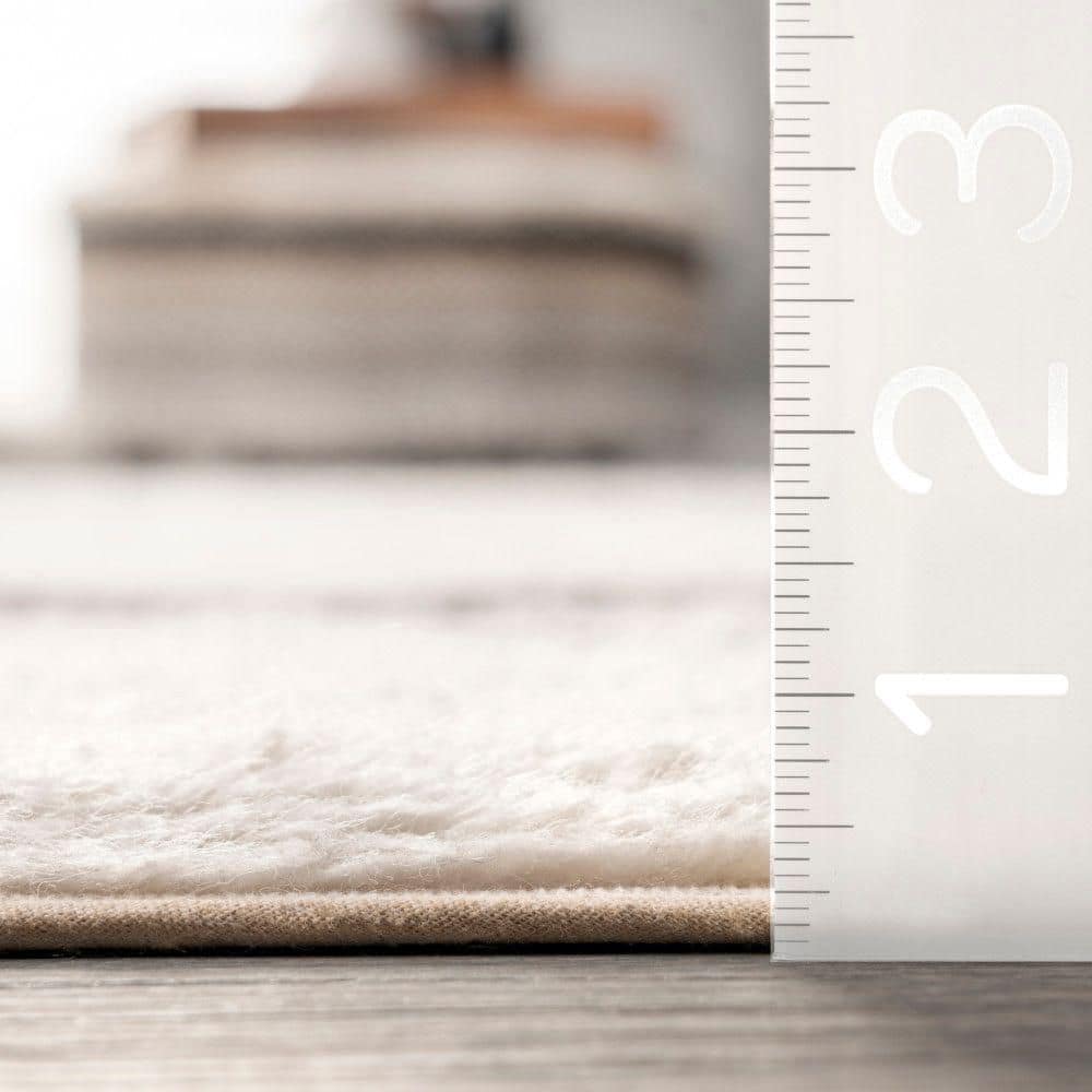 Ivory and Black Striped Wool Washable Area Rug 5' x 8'
