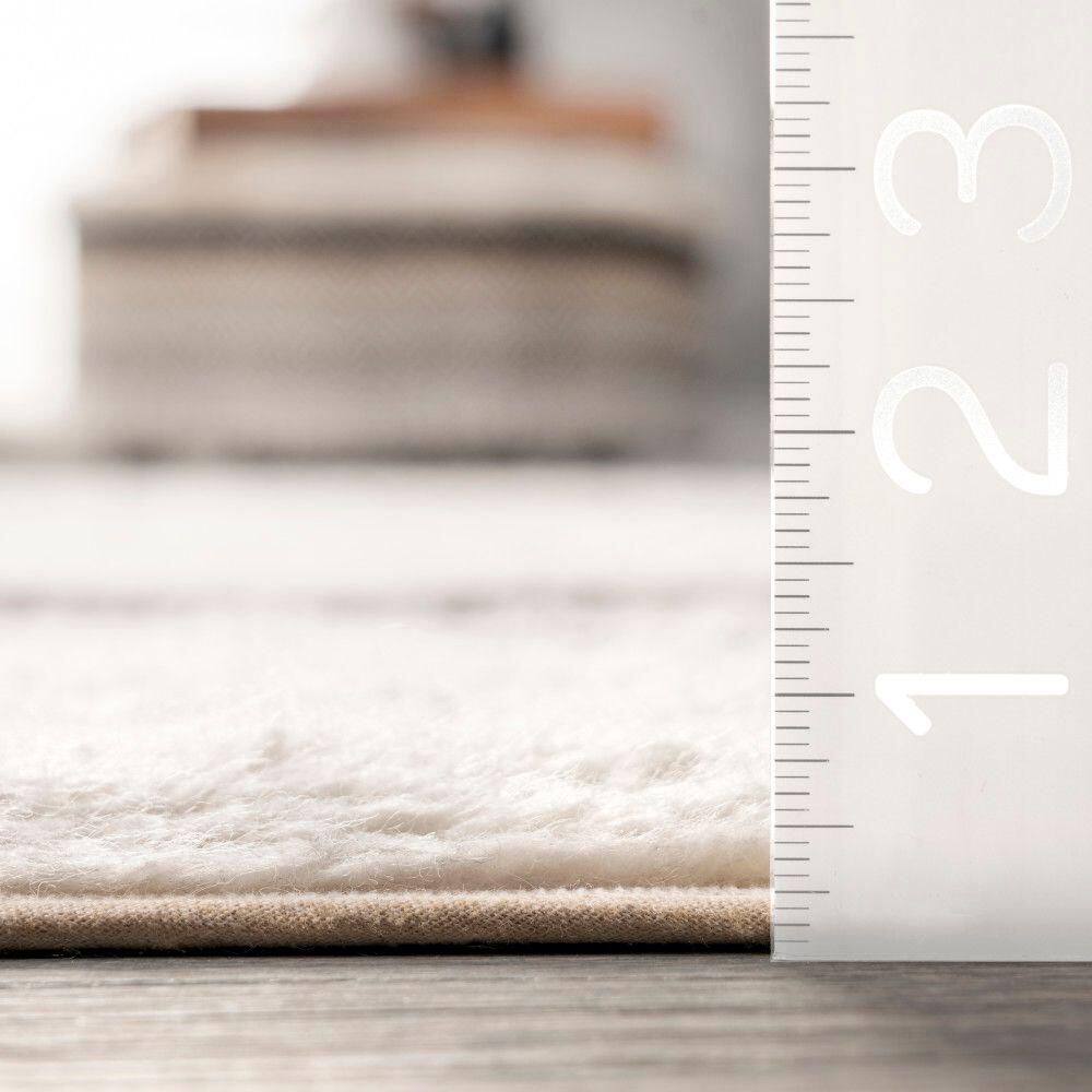 Ivory and Black Striped Wool Washable Area Rug 5' x 8'