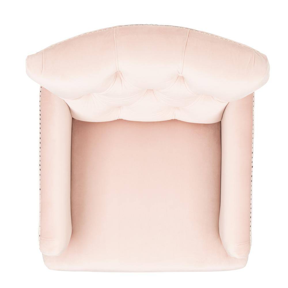 Blush Pink Velvet Contemporary Arm Chair with White Washed Birch Legs