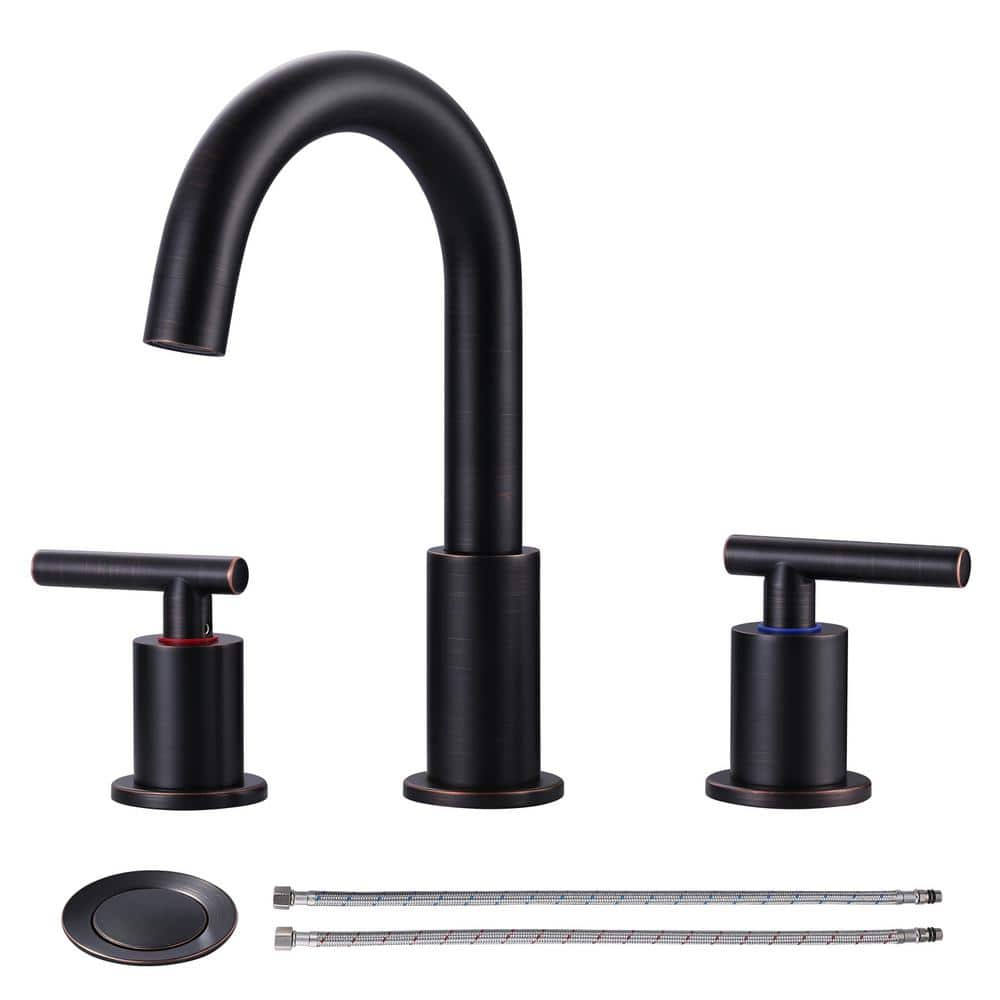 Oil Rubbed Bronze Double Handle Widespread Bathroom Faucet