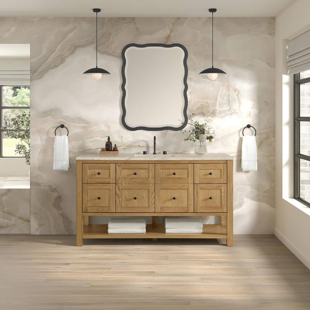Breckenridge 60.0 in. Single Bath Vanity in Light Natural Oak with Tajnar Wireless Charging Engineered Composite Top price history on PriceWatchPro