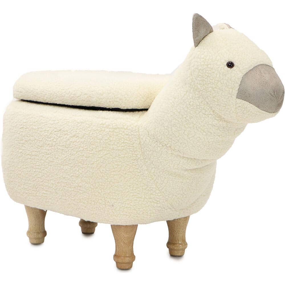 Details about   White Llama Plush Animal Shape Storage Ottoman 