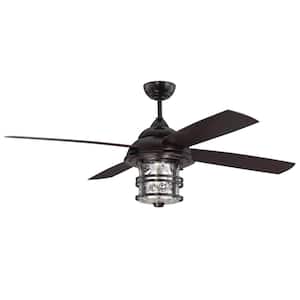Courtyard 56 in. Heavy-Duty Indoor/Outdoor Dual Mount Oiled Bronze Finish Ceiling Fan, LED Light and Remote/Wall Control