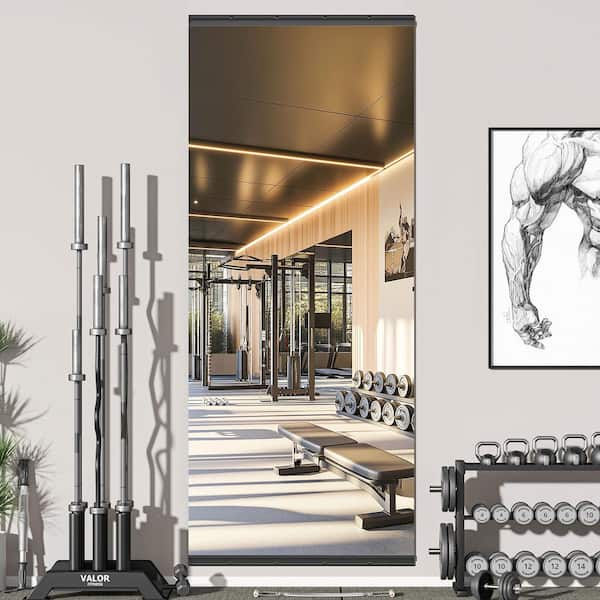 39 in. W x 95 in. H Black Rectangle Frameless Wall-Mounted HD Home Gym Mirror Large Full Body Vanity Mirror for Yoga