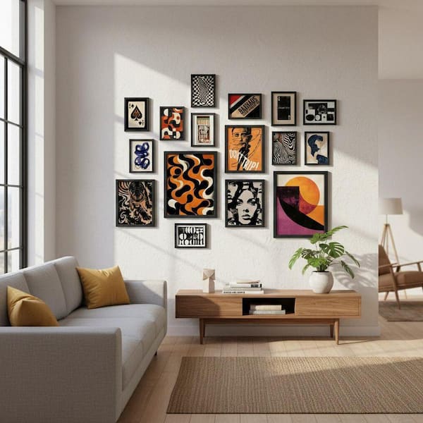 16 PCS Framed Retro 70s Wall Art 7 in. x 5 in. LINBQ274 - The Home