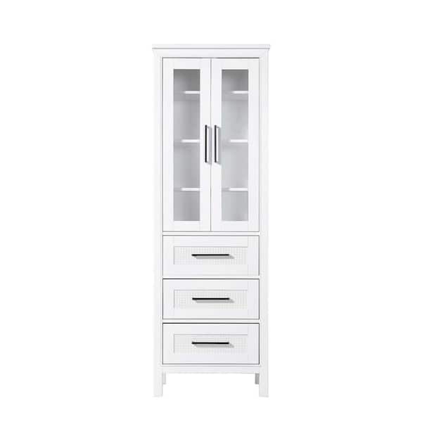 24 in. W x 18 in. D x 72 in. H White Freestanding Linen Cabinet