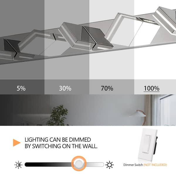 Jushua 63 in. 8-Light Chrome Metal LED Vanity Light Wall