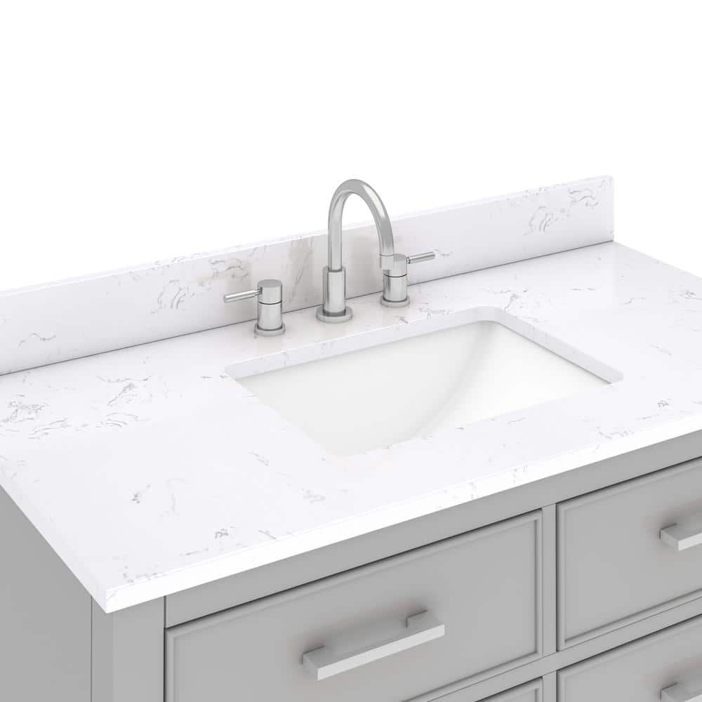 Chilled Gray 43" Single Bathroom Vanity with Engineered Marble Top