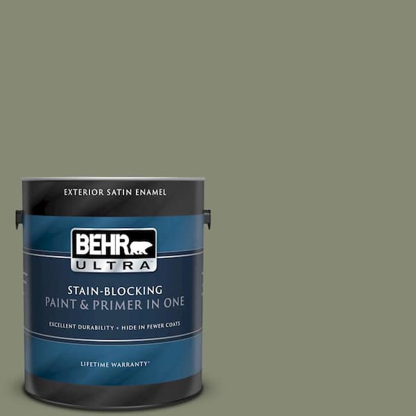 BEHR ULTRA 1 gal. #UL210-5 Aloe Thorn Satin Enamel Exterior Paint and Primer in One