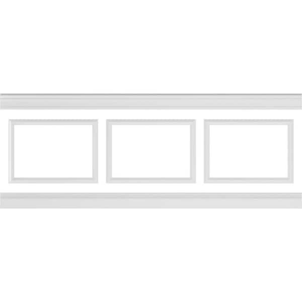 Ekena Millwork 94 1/2 in. (Adjustable 36 in. to 40 in.) 23 sq. ft. Polyurethane Ashford Square Panel Wainscot Kit Primed