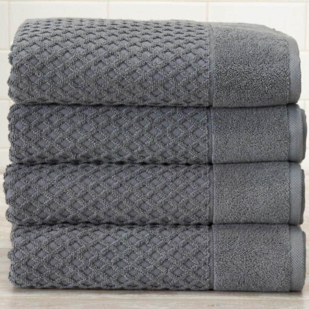 FRESHFOLDS Premium Cotton Textured 6-Pc. Hand Towel Set Light Grey