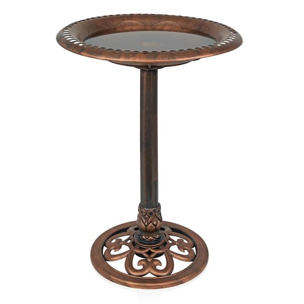 Alpine Corporation Bronze Pedestal Birdbath w/Scrollwork Base and Ground Stake