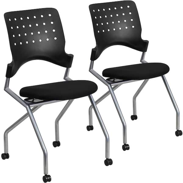 Carnegy Avenue Black Fabric Nesting Fabric Side Chairs (Set of 2)
