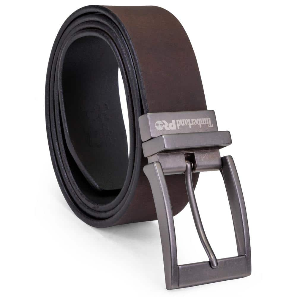 genuine leather construction square buckle reversible leather belt brown