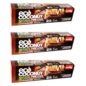 Eco Coconut Super Fire Log 2-Hour Burn Time (3-Pack)