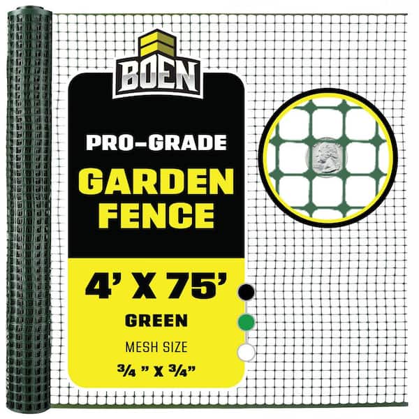 BOEN Green Plastic Garden Fence 4 ft. x 75 ft.