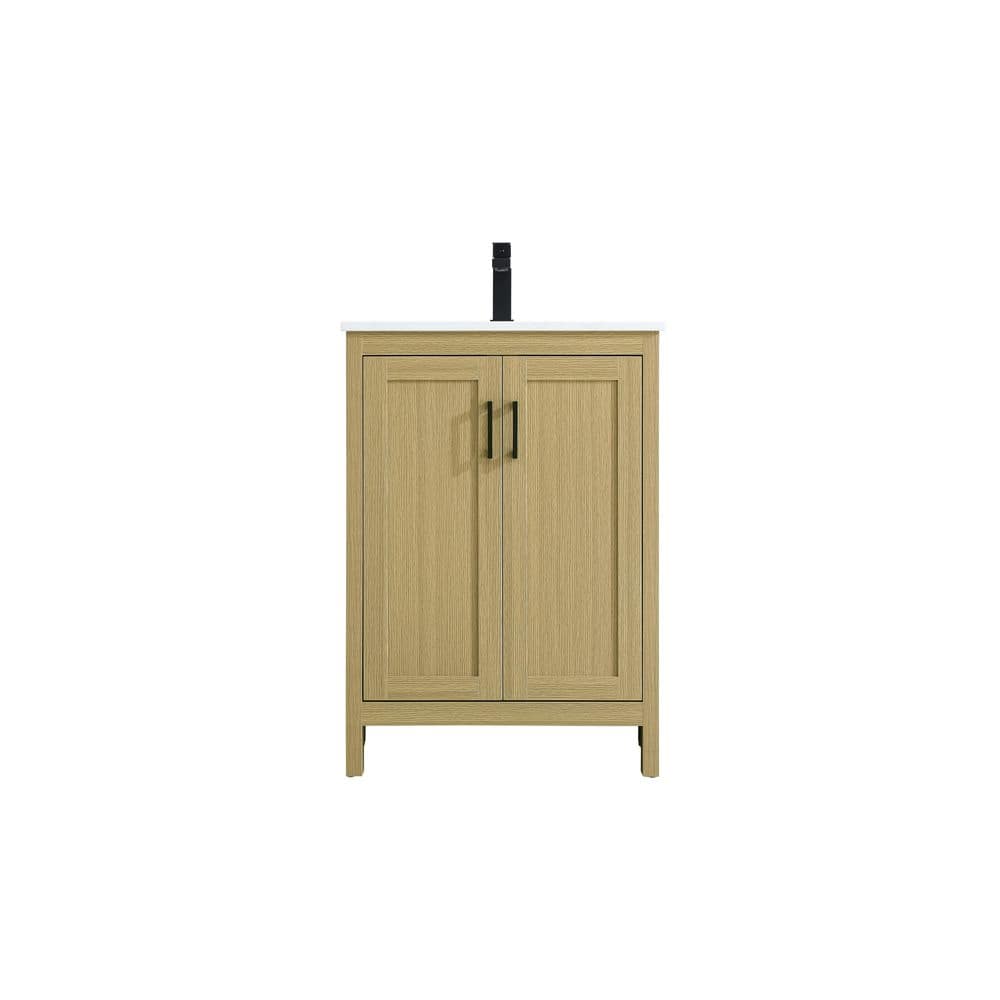 24 in. Single Sink Honey Brown Bath Vanity with White Engineered Marble Top price history on PriceWatchPro