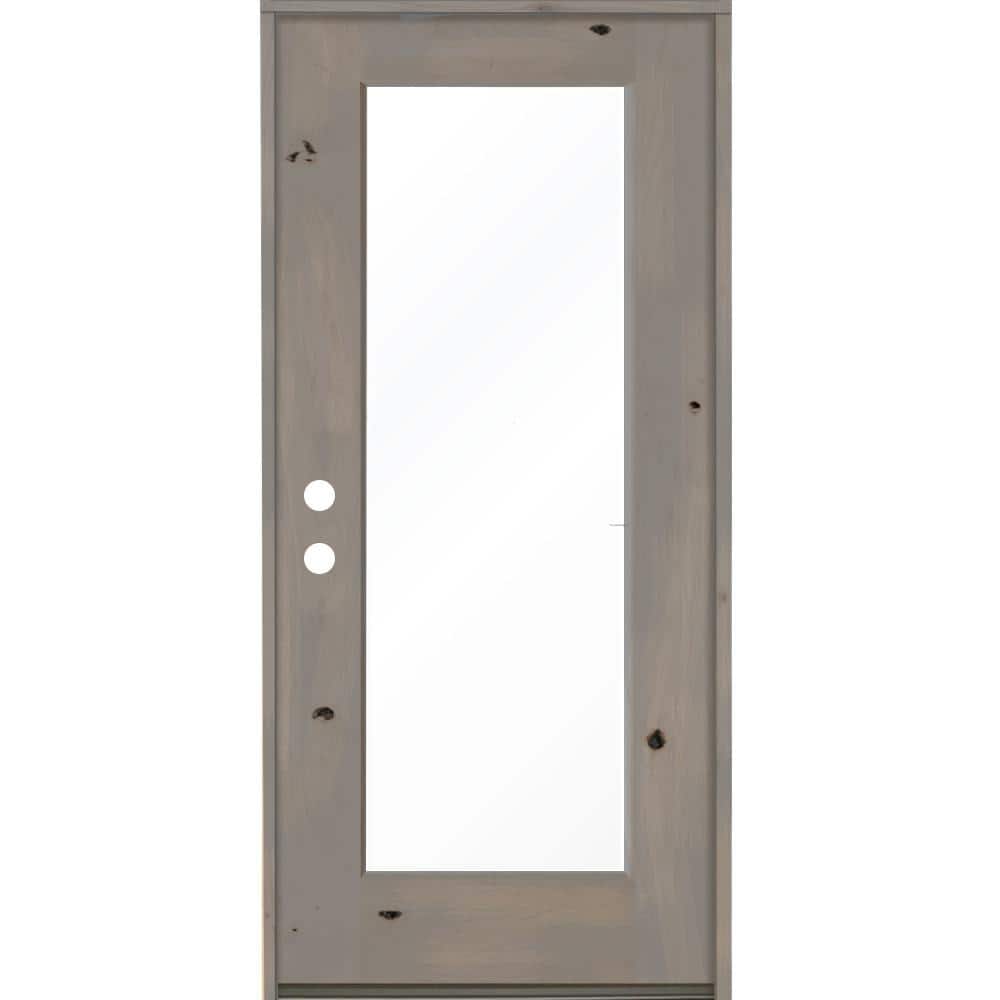 36 in. x 80 in. Rustic Knotty Alder Full-Lite Right-Hand/Inswing Clear Glass Grey Stain Single Wood Prehung Front Door price history on PriceWatchPro