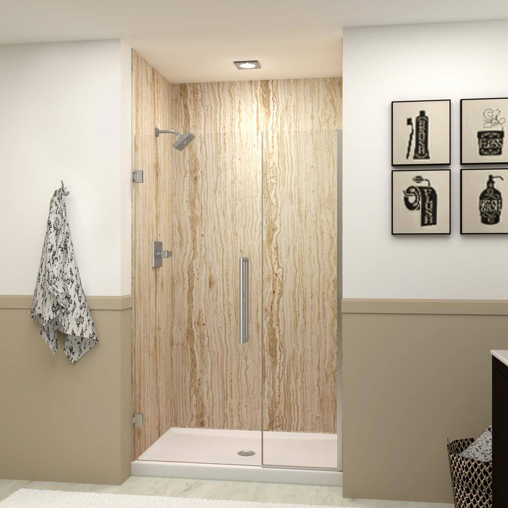 Elizabeth 76" High Stainless Steel Frameless Shower Door with Clear Glass