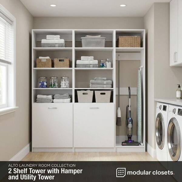 MODULAR CLOSETS Alto Laundry Room 70.5 in. W White 2-Shelf Tower