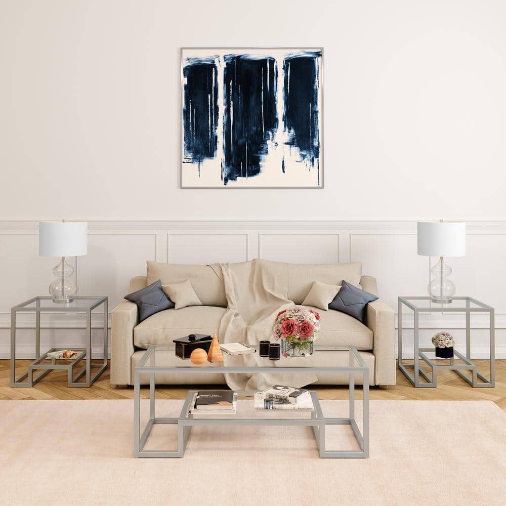 Athena 22'' Square Glass Top Side Table with Metallic Frame