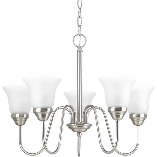 Progress Lighting Classic Collection 5-Light Brushed Nickel Etched Glass Traditional Chandelier Light