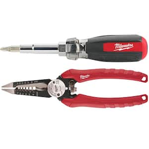 13-in-1 Multi-Tip Cushion Grip Screwdriver with 6-in-1 Wire Stripper Pliers