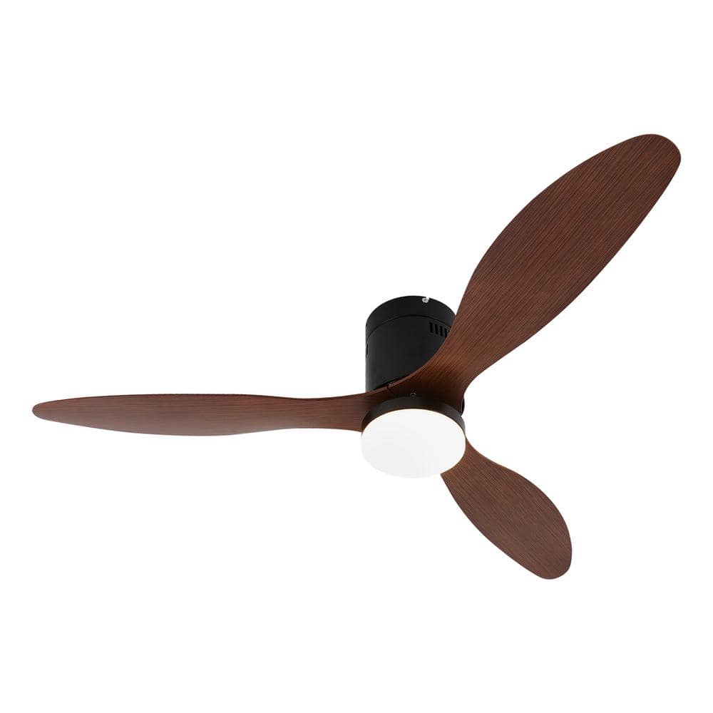 OUKANING 52 in. LED Indoor Black and Brown 6-Speed