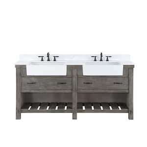 Villareal 72 in.W x 22 in.D x 34 in.H Double Farmhouse Bath Vanity in Classical Grey with Composite Stone Top