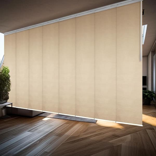 EMOH Linen 130 in. - 175 in. W x 94 in. L Adjustable 8- Panel White Double Rail Panel Track with 23.5 in. Slates