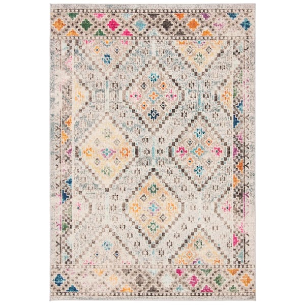 SAFAVIEH Madison Gray/Yellow 5 ft. x 8 ft. Geometric Area Rug