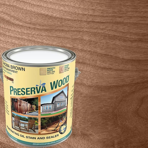 Preserva Wood 1 gal. 100 VOC Semi-Transparent Oil-Based Tahoma Brown Exterior Stain