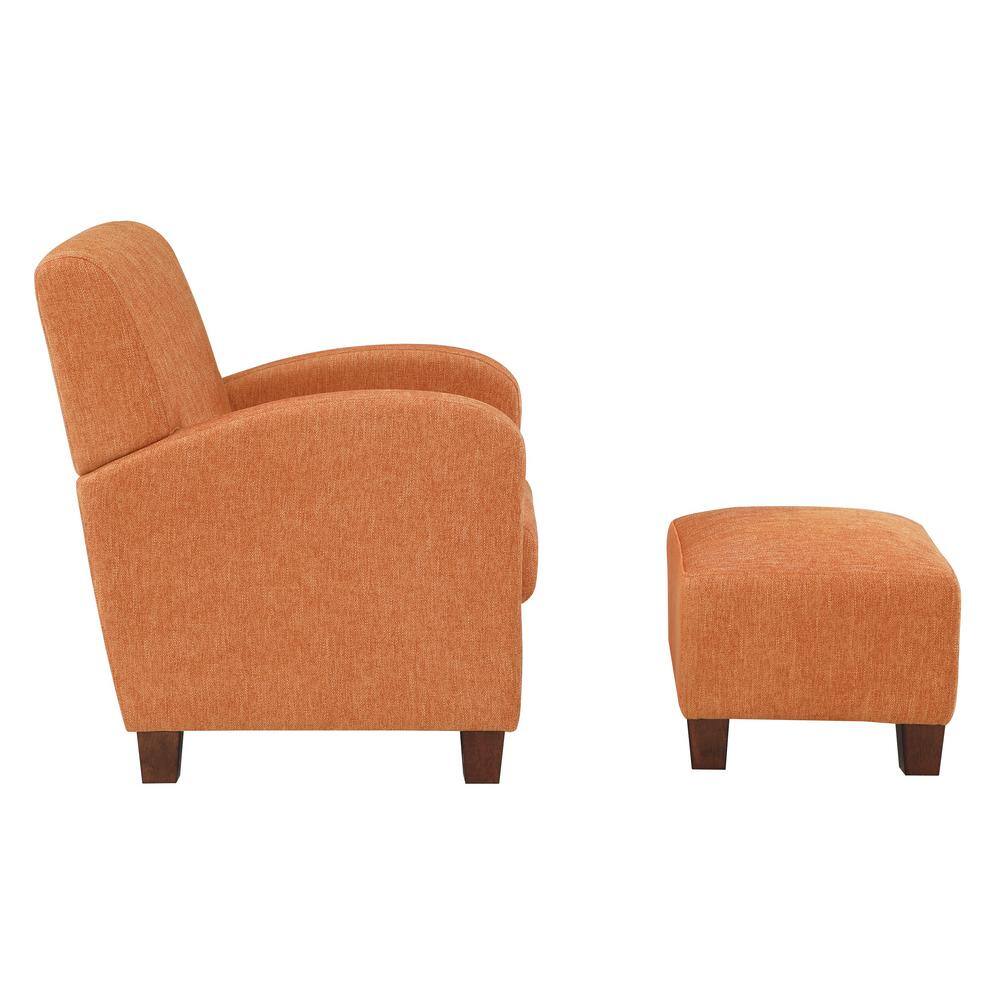 Aiden Orange Faux Leather Recliner Chair with Wood Accents