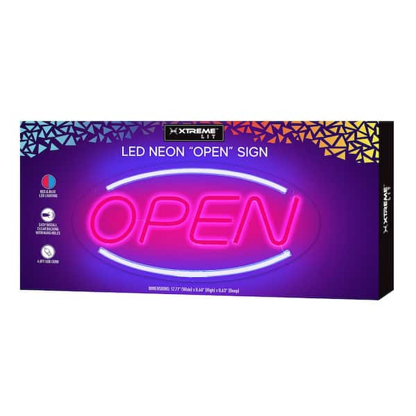 8.66 in. x 17.7 in. Large Neon Open Signs for Business Windows, Multicolored Flexible Silicone, Ultra Bright