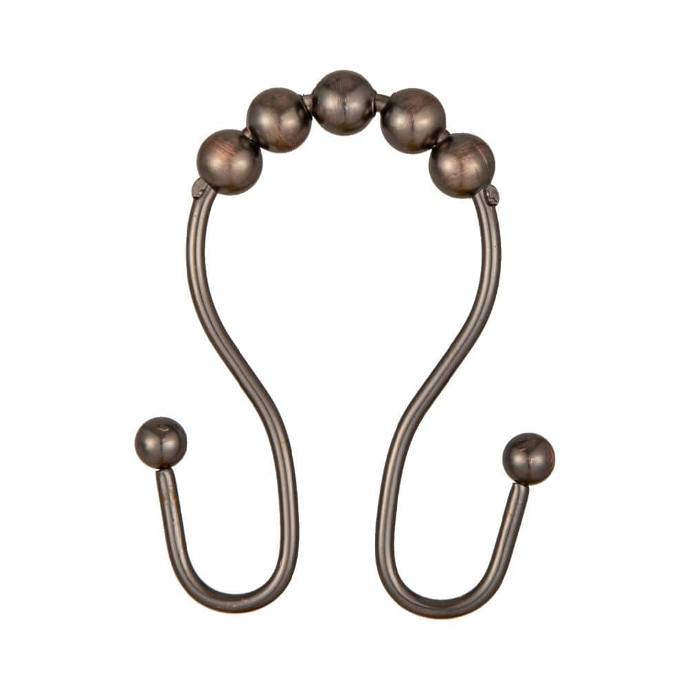 Oil Rubbed Bronze Stainless Steel Double Roller Ball Shower Curtain Hooks